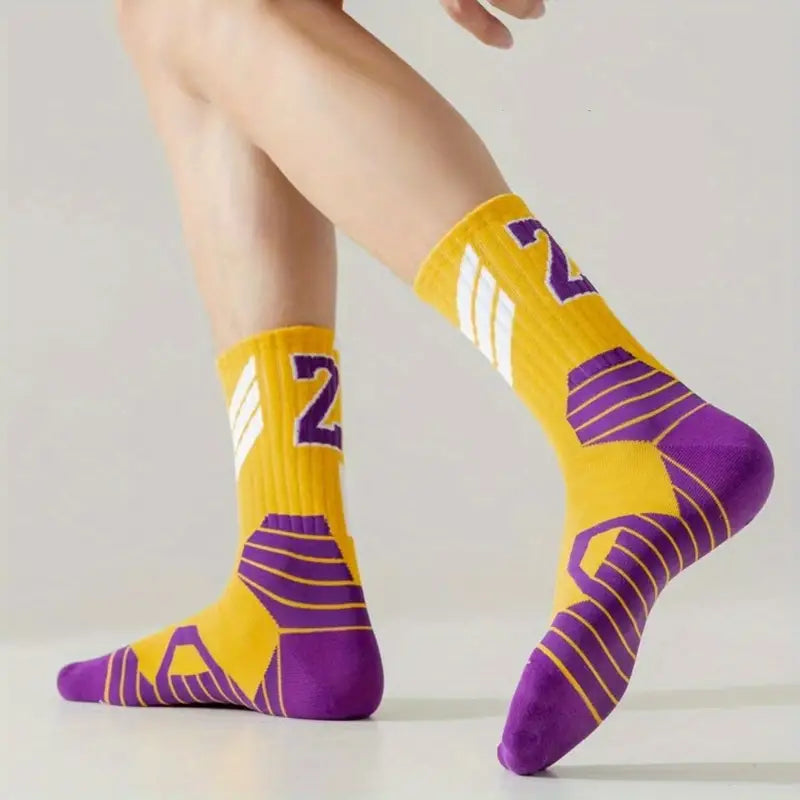 Lakers Theme Crew Socks Unisex (4 Pairs)
