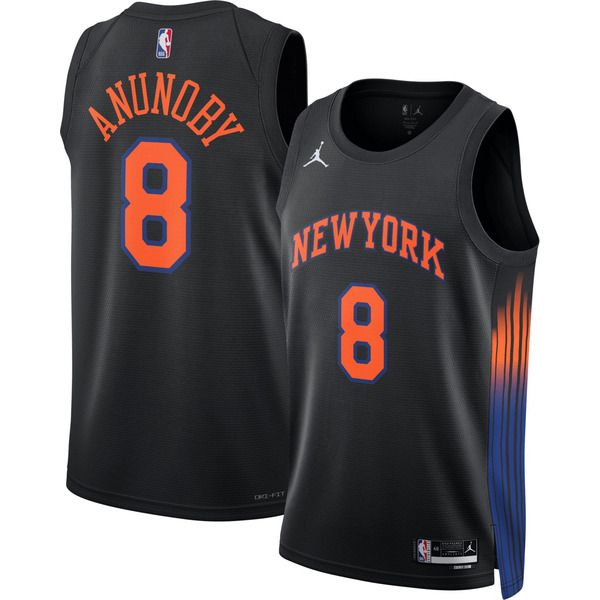New York Knicks OG Anunoby Jordan Statement Swingman Jersey - Black - Unisex