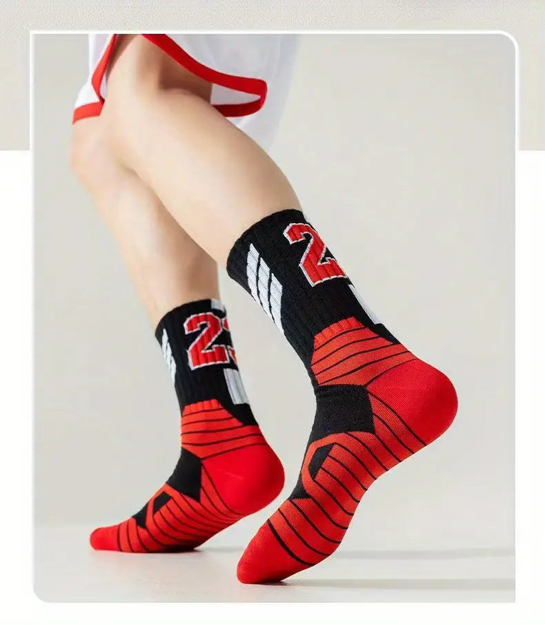 #23 Bulls Theme Crew Socks (4 Pairs)