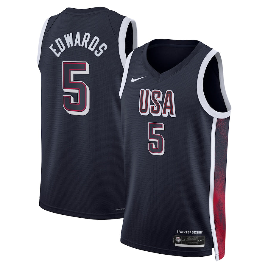 Anthony Edwards Team USA Basketball Unisex 2024 Swingman Player Jersey - Navy/White