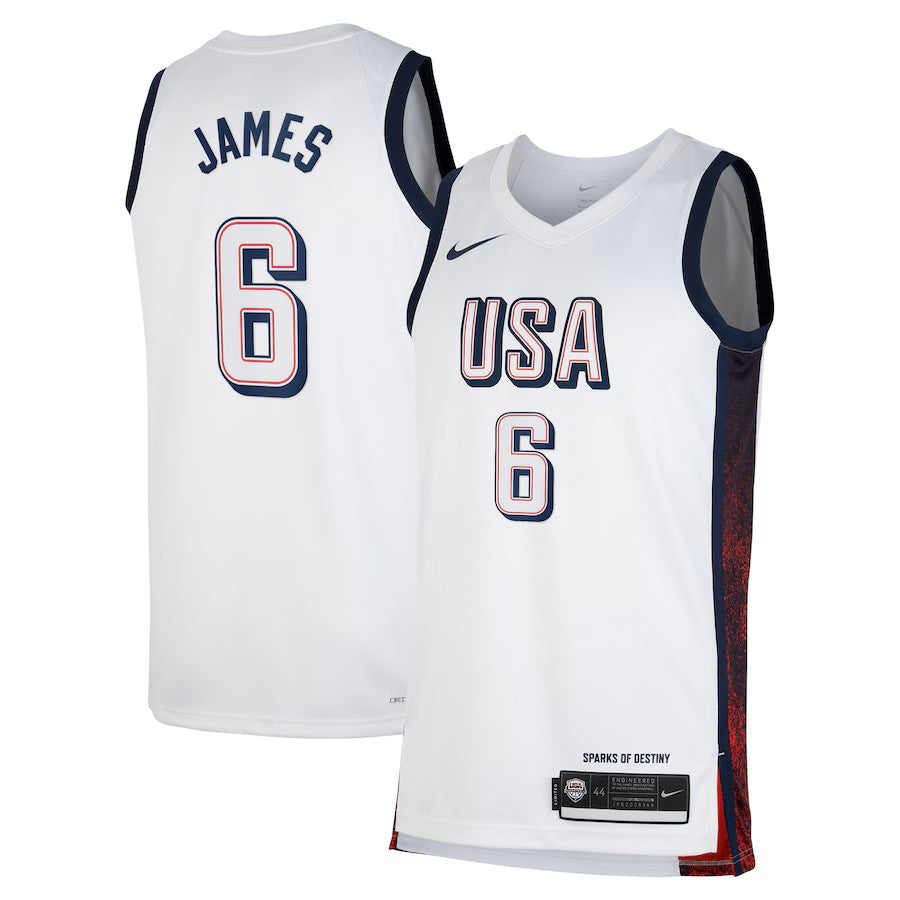Lebron James Team USA Basketball Unisex 2024 Swingman Player Jersey - Navy/White