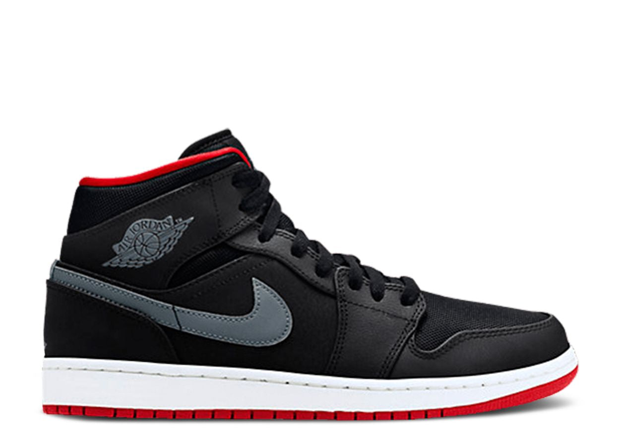 Air Jordan 1 Mid "Black Cool Grey/ Gym Red" Sneakers (Men's)