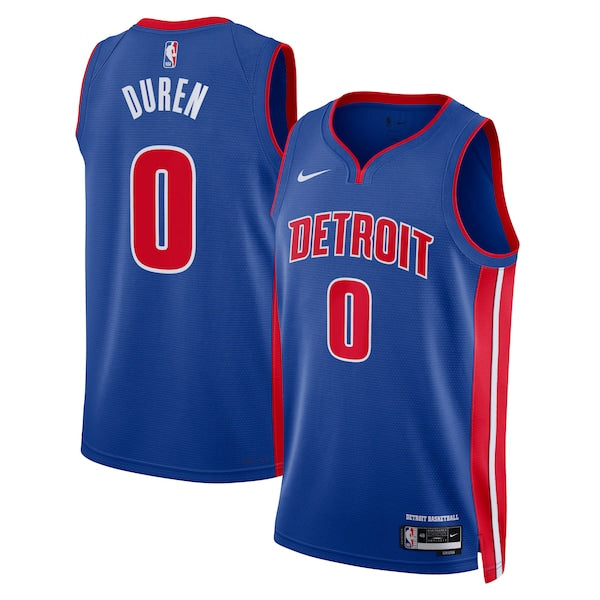 Detroit Pistons Jalen Duren Nike Icon Edition Swingman Jersey - Blue - Unisex