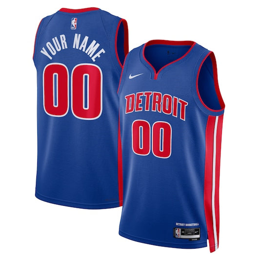 Detroit Pistons Custom Nike Icon Swingman Jersey - Blue - Unisex
