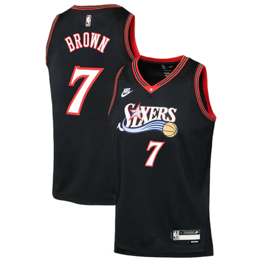 Philadelphia 76ers Jaylen Brown Nike Classic Edition Jersey - Black - Unisex
