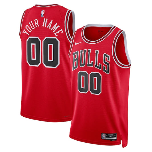 Chicago Bulls Custom Nike Icon Swingman Jersey - Red - Unisex