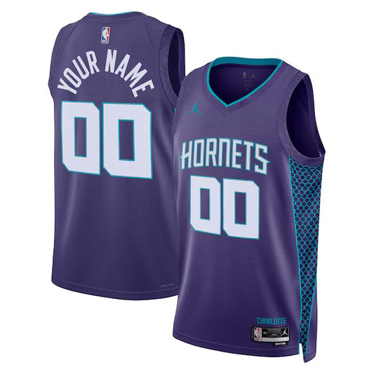 Charlotte Hornets Custom Jordan Association Edition Swingman Jersey - Purple - Unisex