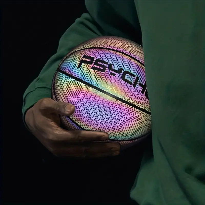 Luminous Reflective Shallow Basketball PU Leather Wear-resistant Glowing Basketball (Size 7)