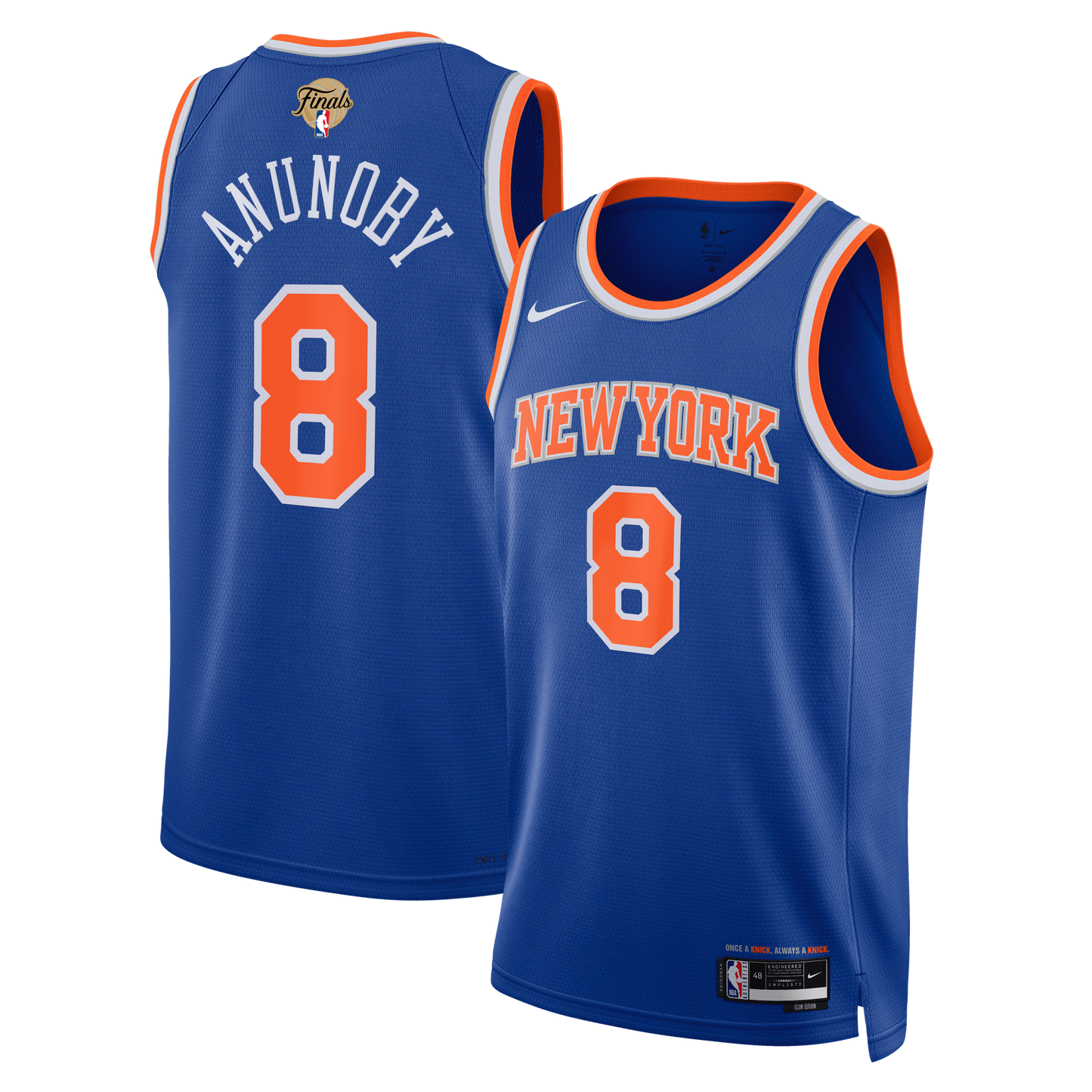 New York Knicks OG Anunoby Nike 2026 NBA Finals Patch Swingman Jersey - Blue - Unisex