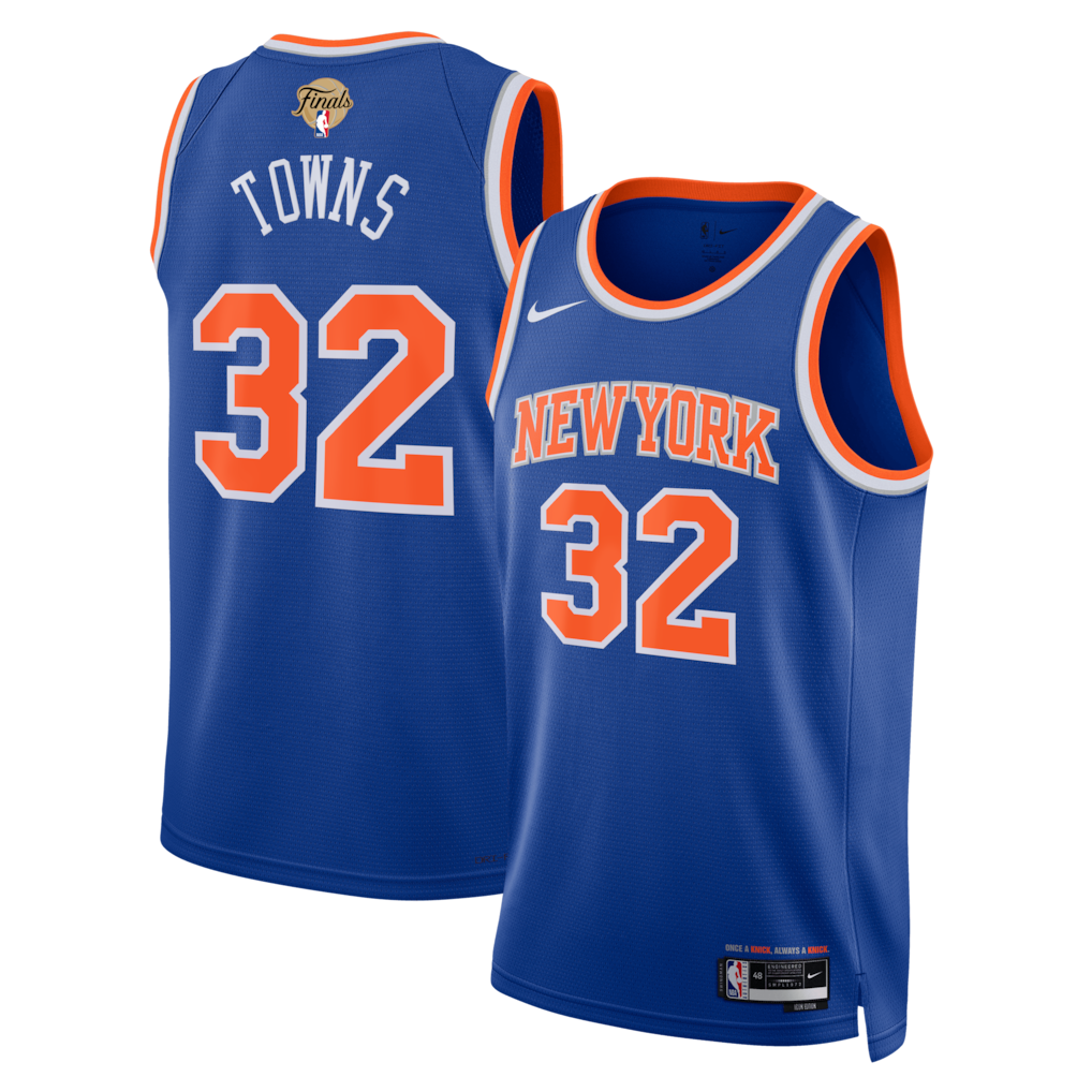 New York Knicks Karl-Anthony Towns Nike 2026 NBA Finals Patch Swingman Jersey - Blue - Unisex