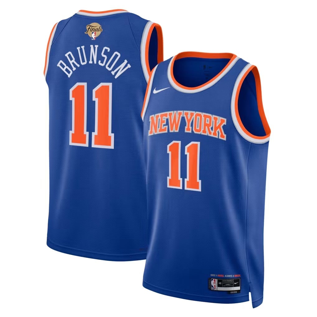 New York Knicks Jalen Brunson Nike 2026 NBA Finals Patch Swingman Jersey - Blue - Unisex