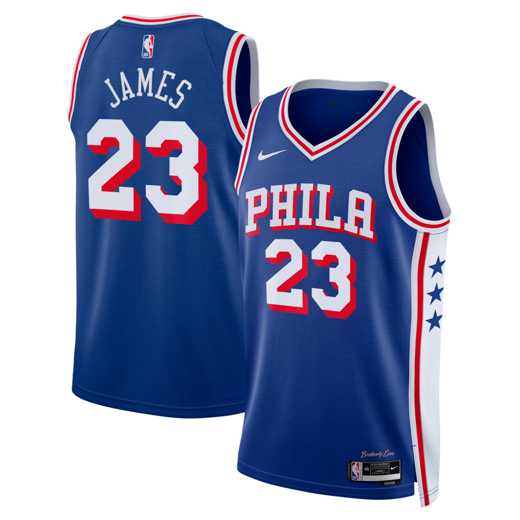 Philadelphia 76ers Lebron James Nike Icon Edition Swingman Jersey - Royal - Unisex
