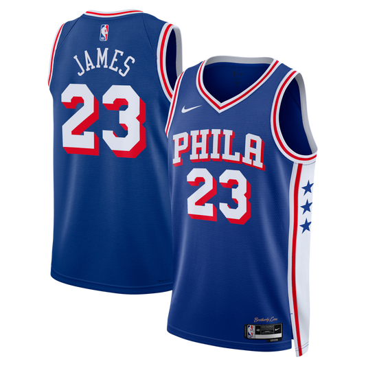 Philadelphia 76ers Lebron James Nike Icon Edition Swingman Jersey - Royal - Unisex