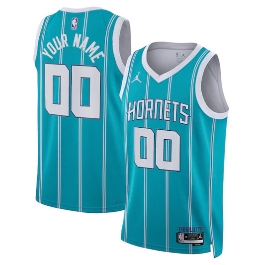 Charlotte Hornets Custom Jordan Icon Edition Swingman Jersey - Teal - Unisex