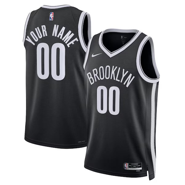 Brooklyn Nets Custom Nike Icon Swingman Jersey - Black - Unisex