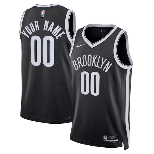 Brooklyn Nets Custom Nike Icon Swingman Jersey - Black - Unisex