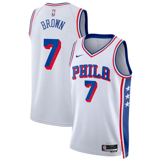 Philadelphia 76ers Jaylen Brown Nike Association Edition Swingman Jersey - White - Unisex