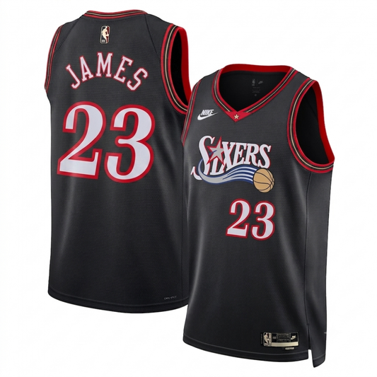 Philadelphia 76ers Lebron James Nike Classic Edition Jersey - Black - Unisex