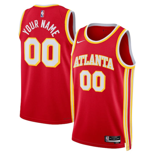 Atlanta Hawks Custom Nike Icon Swingman Jersey - Red - Unisex