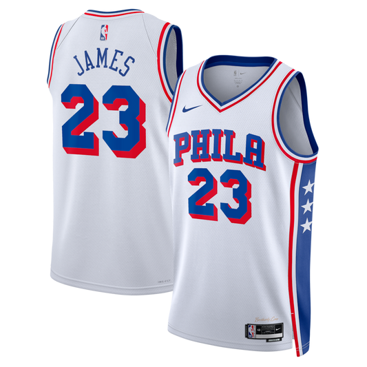 Philadelphia 76ers Nike Association Edition Swingman Jersey - White - Lebron James - Unisex