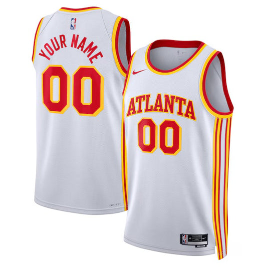 Atlanta Hawks Custom Nike Association Swingman Jersey - White - Unisex