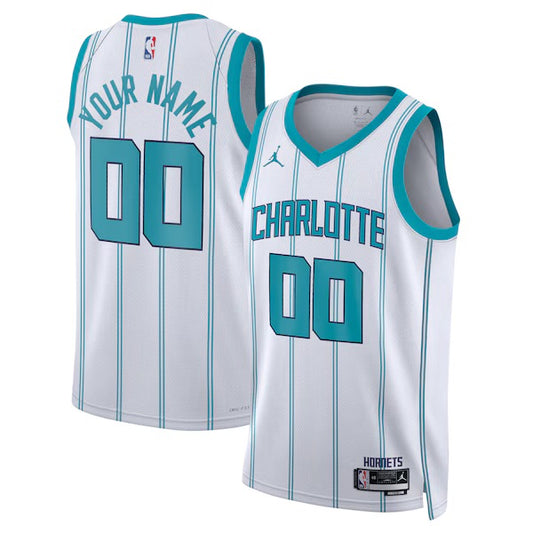 Charlotte Hornets Custom Jordan Association Edition Swingman Jersey - White - Unisex