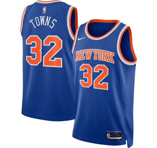 New York Knicks Karl-Anthony Towns Nike Icon Edition Swingman Jersey - Blue - Unisex