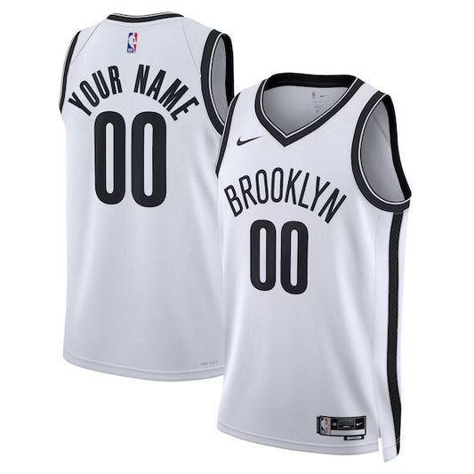 Brooklyn Nets Custom Nike Association Swingman Jersey - White - Unisex