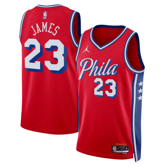 Philadelphia 76ers Lebron James Jordan Brand Statement Edition Swingman Jersey - Red - Unisex