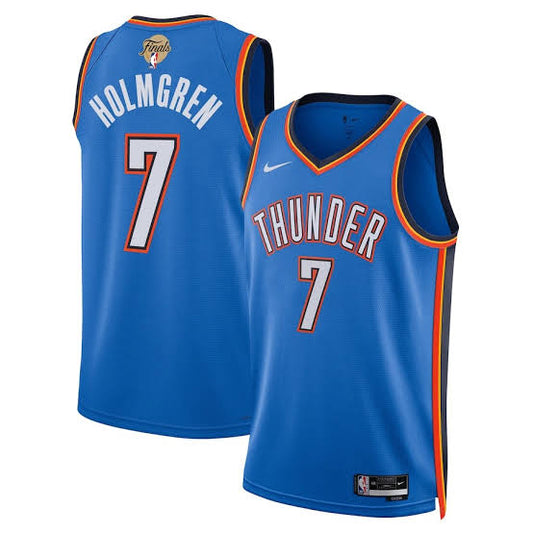 Thunder Chet Holmgren 2025 NBA Finals Patch Icon Edition Swingman Jersey in blue front view