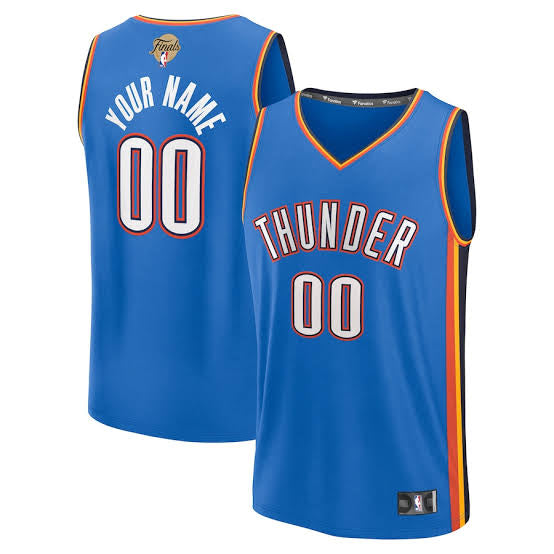 Thunder 2025 NBA Finals Jersey front view with Finals patch in Icon Edition blue