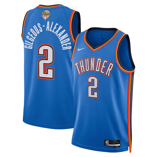 Thunder Shai Gilgeous-Alexander 2025 NBA Finals Patch Icon Edition Swingman Jersey- Blue