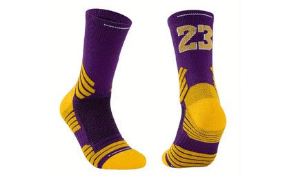 #23 Lebron Lakers Theme Crew Socks (2 Pairs)