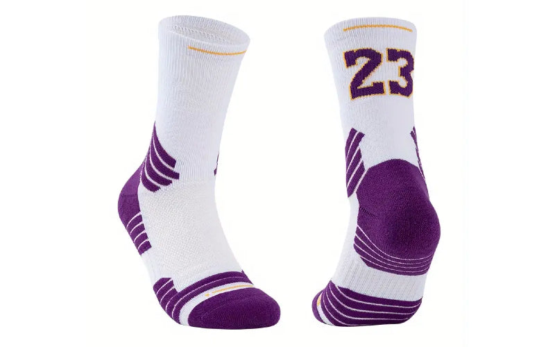 #23 Lebron Lakers Theme Crew Socks (2 Pairs)