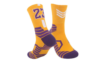 #23 Lebron Lakers Theme Crew Socks (2 Pairs)