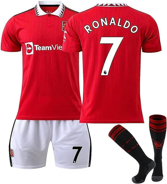 Manchester #7 Cristiano Ronaldo Soccer/Football Jersey Full Kits | Kids/Adults