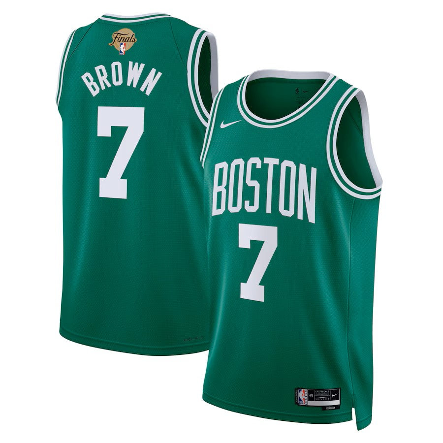 Celtics Jaylen Brown 2024 NBA Finals Patch Icon Edition Swingman Jersey- Green