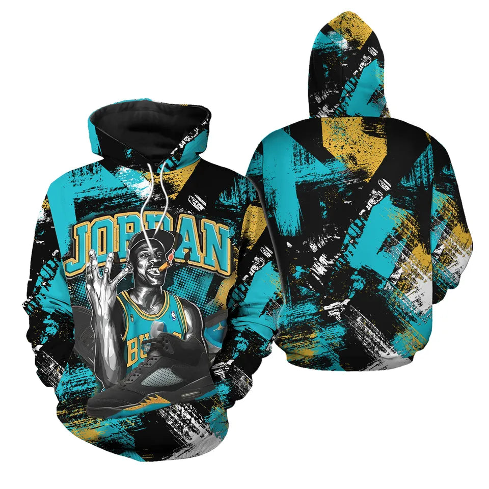 Shirt To Match Air Jordan Retro Aqua 5's Number 23 Unisex 3D Hoodie