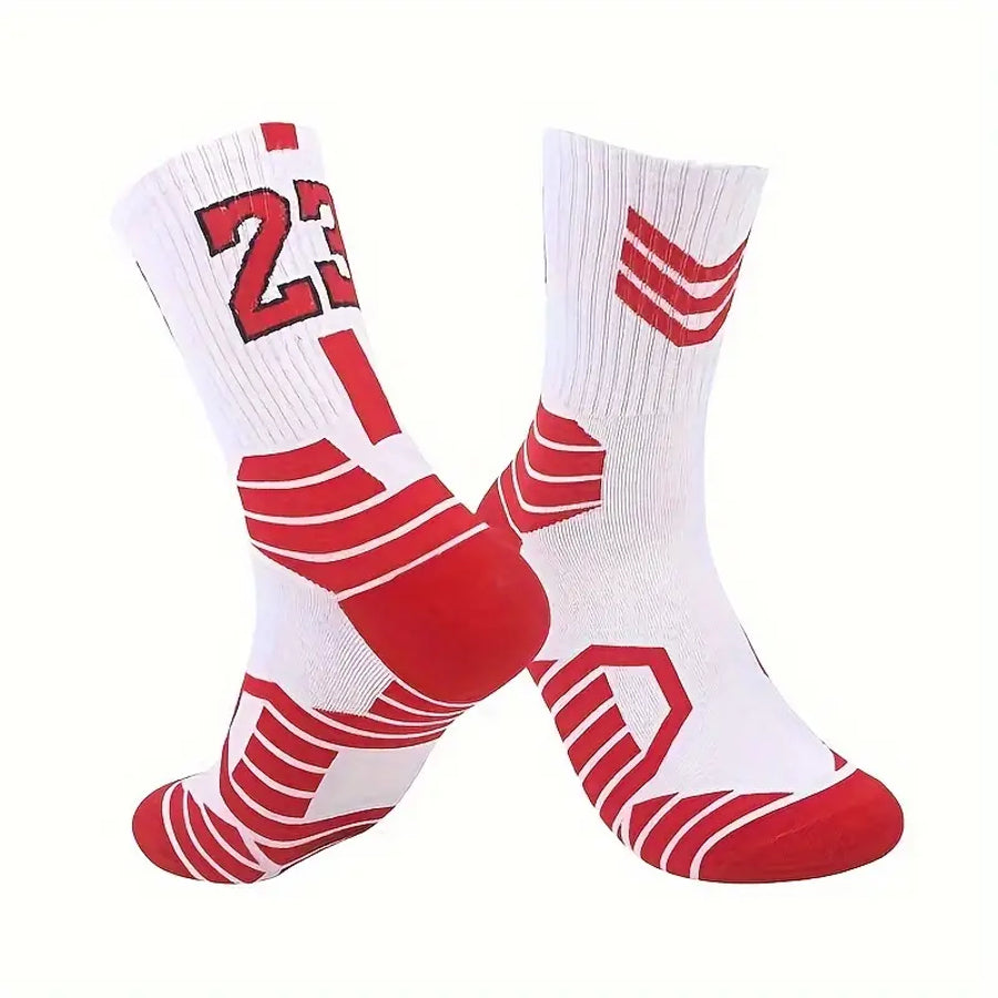 #23 Bulls Theme Crew Socks (4 Pairs)