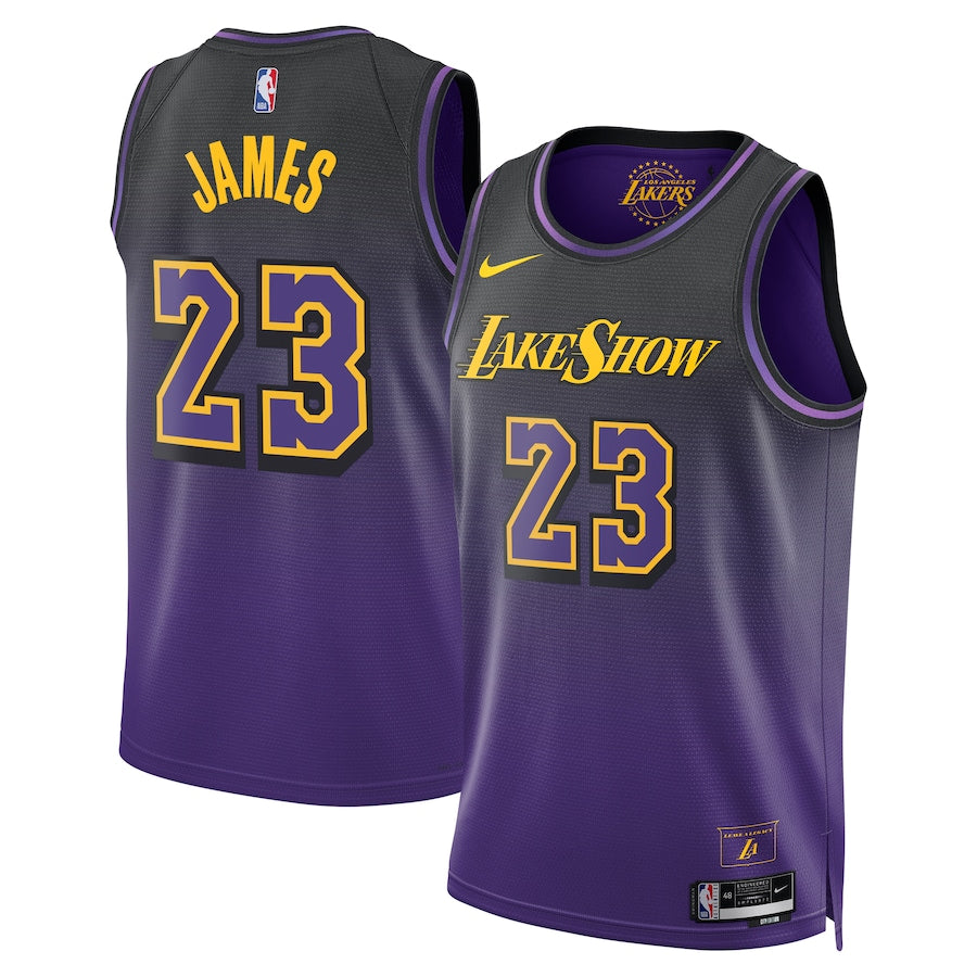 Lakers Lebron James Nike City Edition Swingman Jersey 2024 - Purple