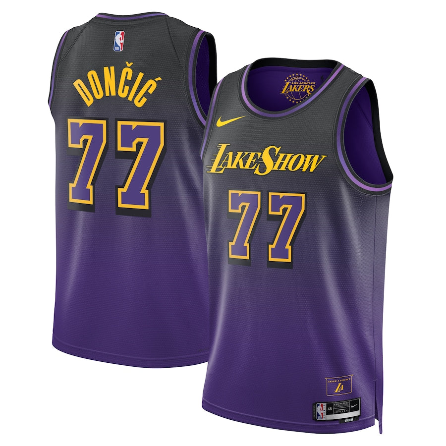 Lakers Luka Doncic Nike City Edition Swingman Jersey 2024 - Purple