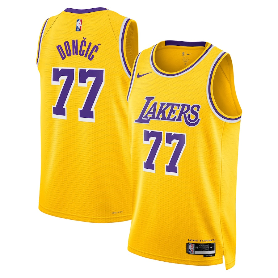 Lakers Luka Doncic Nike Icon Edition Swingman Jersey - Gold