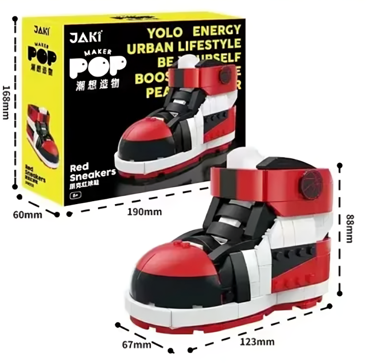 Punk Red Sneakers Cartoon Style Building Block (Easy to Build)