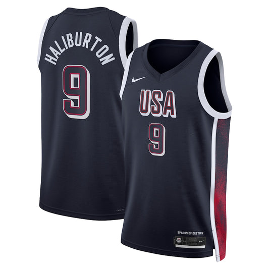 Tyrese Haliburton Team USA Basketball Unisex 2024 Swingman Player Jersey - Navy